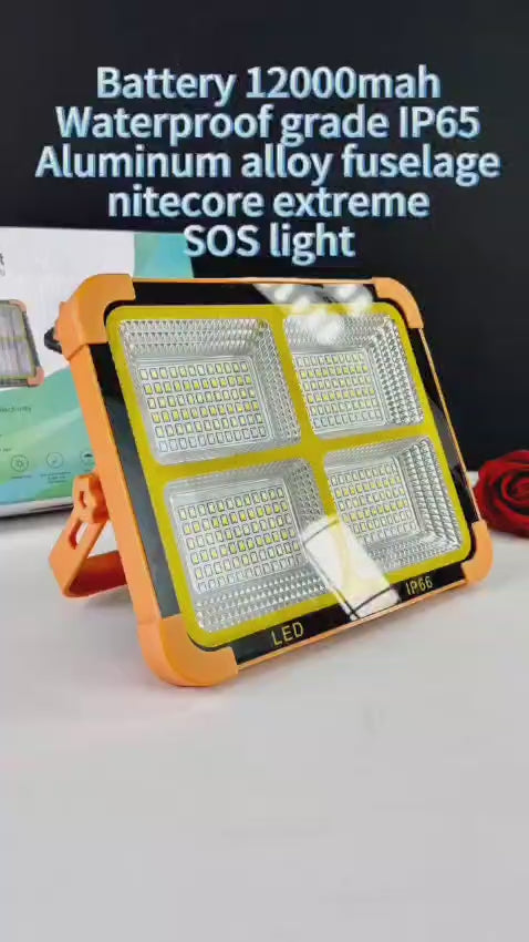 10840 Portable Led Work Solar Light 100W 16500Mah 10000 Lm With Stepless Brightness Job Site Battery Rechargeable Floor For Work Light Hurricane Gift, Orange ,White