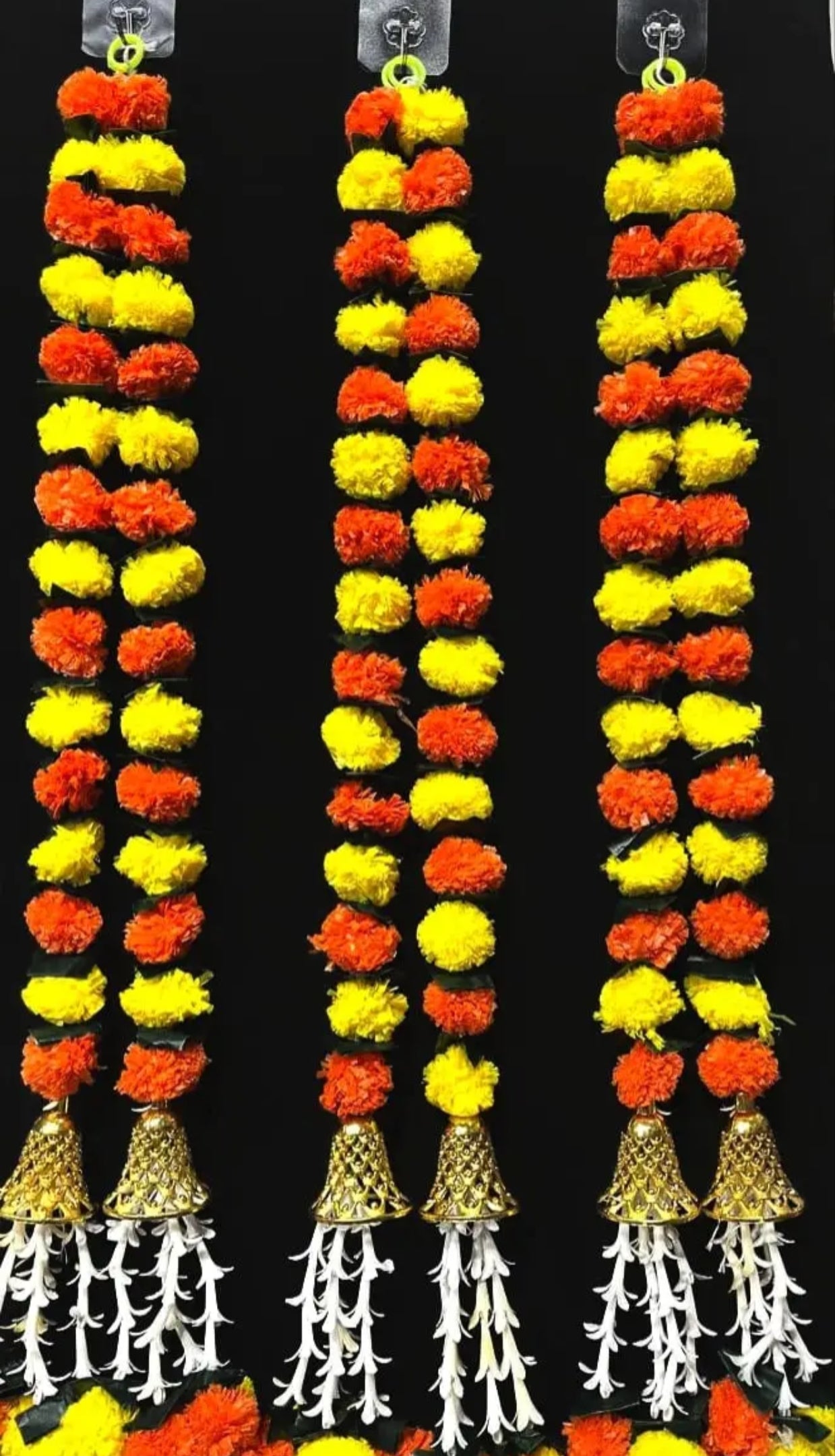 10852 (Pack of 6) Artificial Marigold Flowers for Door, Well Hanging, Wedding, Pooja Ghar Decoration(3FT.Multicolor Strings)