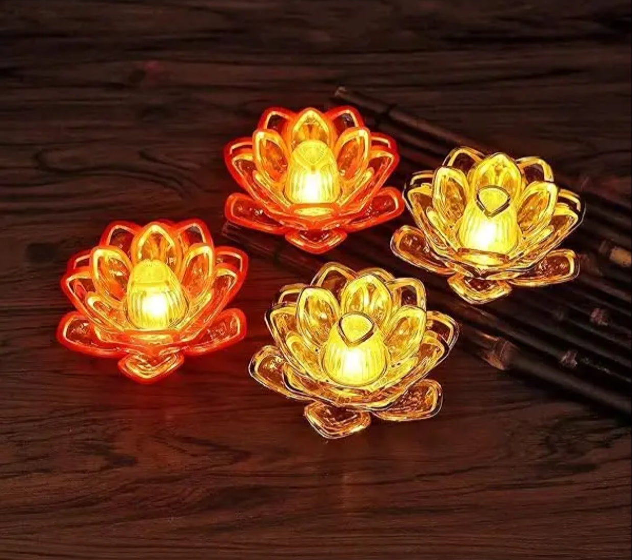 11028 Decorative Lotus Shaped LED Candle Light(2pc)