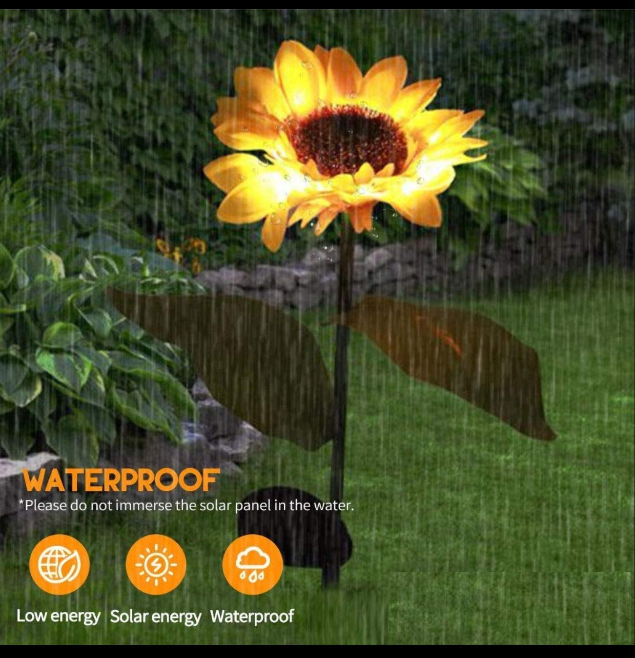 11064 {1 Flower} Solar Flowers Lights Garden Stake Outdoor Sunflower for Garden, Courtyard, Patio, Front Yard, Backyard, Balcony, Entryway Party Wedding Holiday Outdoor Waterproof Halloween Decorations pair