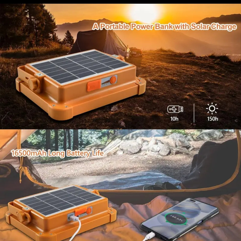10840 Portable Led Work Solar Light 100W 16500Mah 10000 Lm With Stepless Brightness Job Site Battery Rechargeable Floor For Work Light Hurricane Gift, Orange ,White