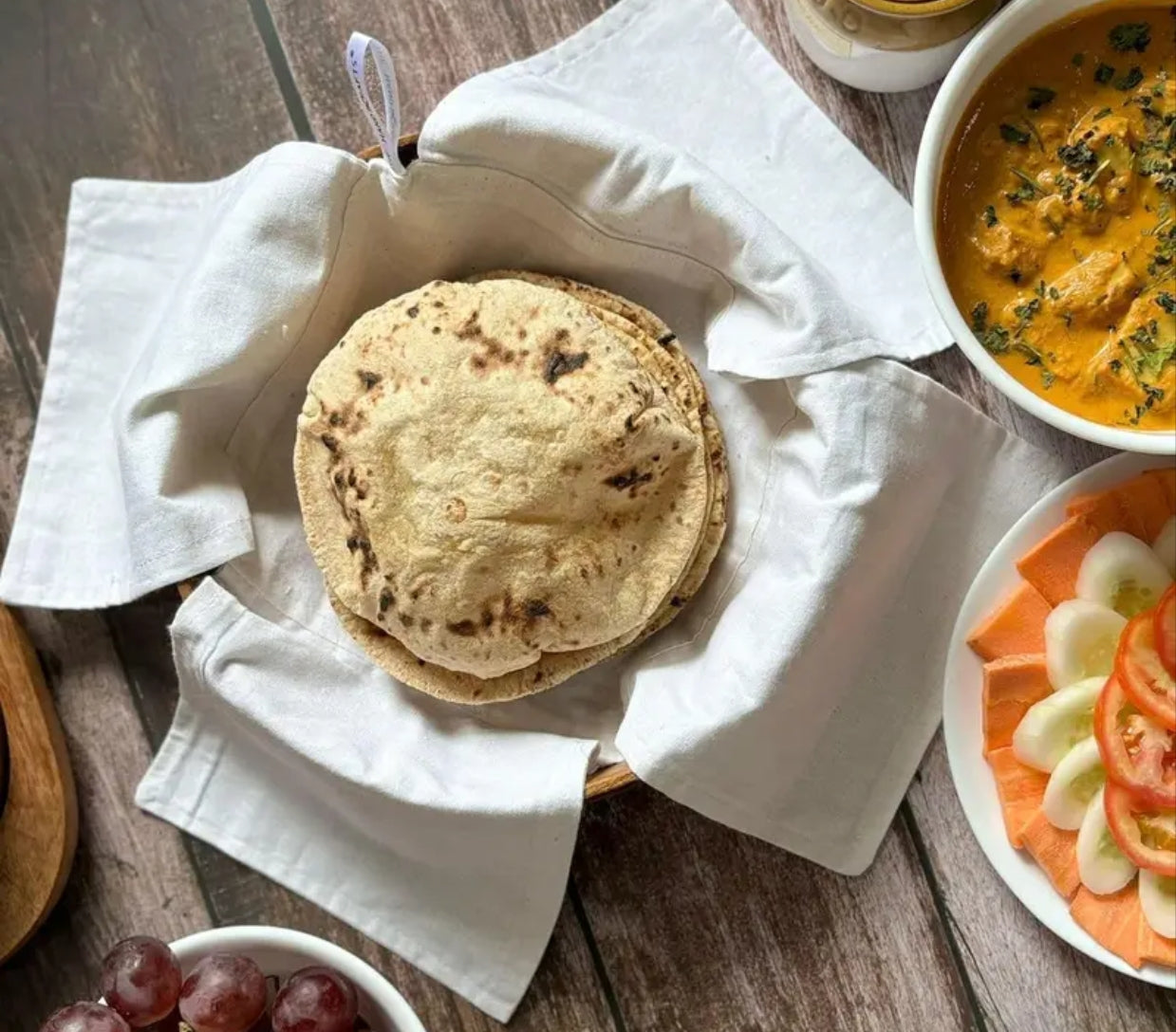 11042 Pure Cotton Hygienic Roti Clothes Wrap, Chapati Cover, Sandwich Wrap Cloth for Tiffins