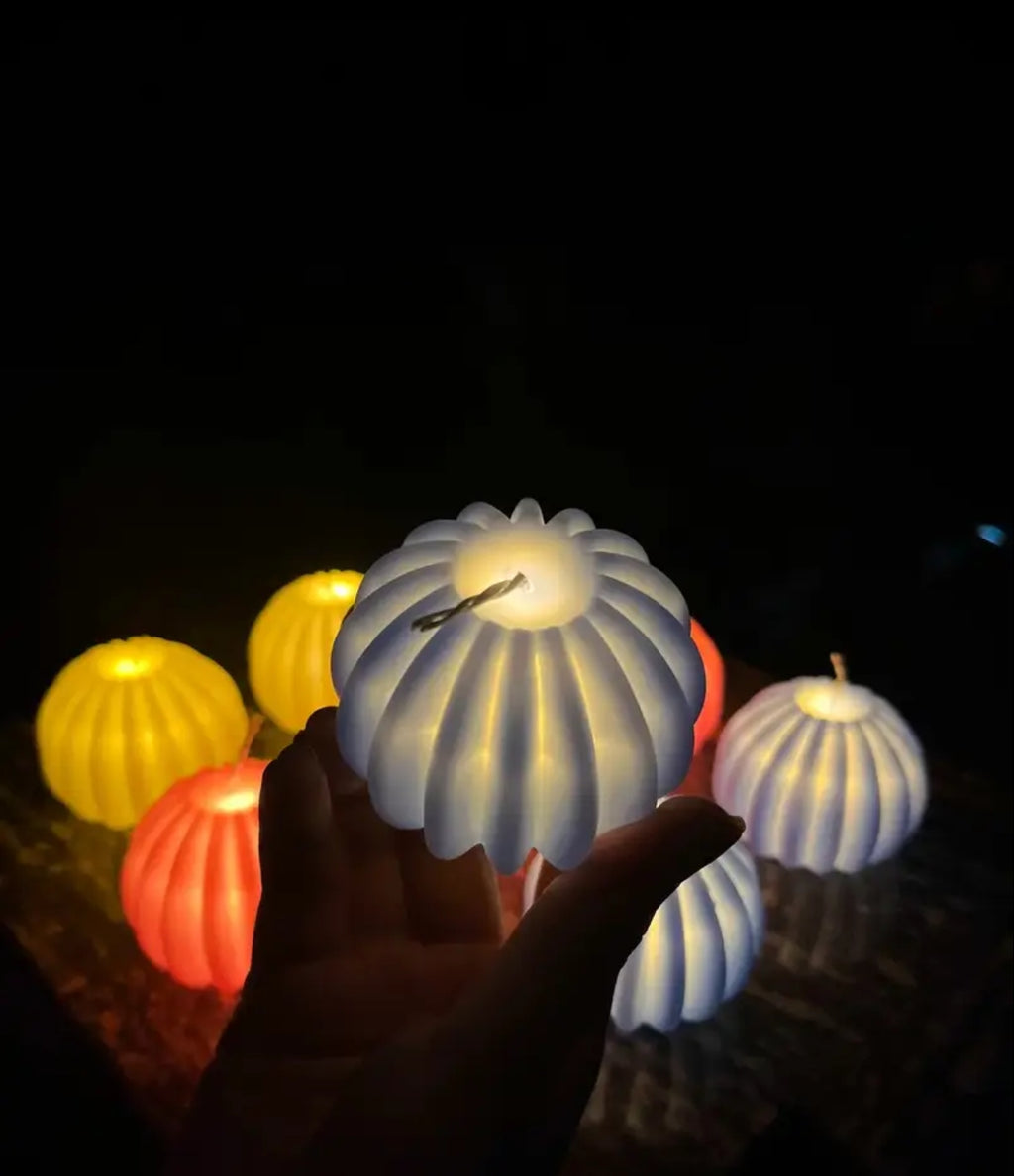 11063 {2 pcs} Pumpkin Candles Flameless, Flameless Pumpkin Shaped Candles, Pumpkin Battery Operated Candle, Pumpkin Flameless LED Candle, Pumpkin Candle Light