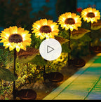 11064 {1 Flower} Solar Flowers Lights Garden Stake Outdoor Sunflower for Garden, Courtyard, Patio, Front Yard, Backyard, Balcony, Entryway Party Wedding Holiday Outdoor Waterproof Halloween Decorations pair